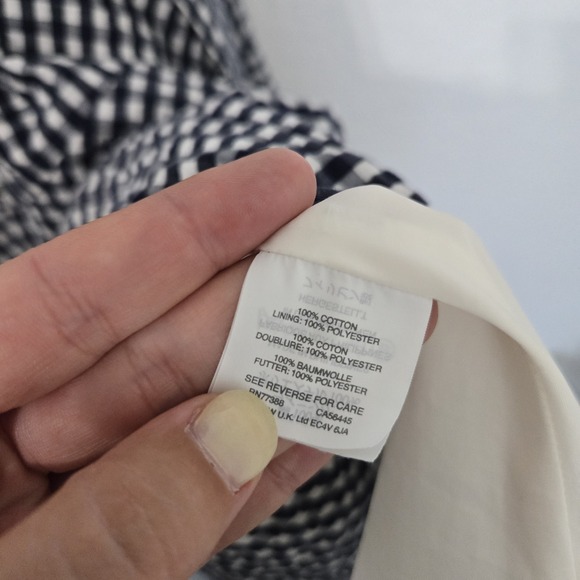 J Crew 2 Navy Gingham Ruffle Hem Sleeveless Dress Tie Waist - Picture 9 of 9